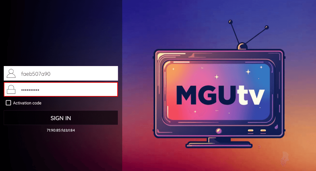 MGUtv Step 4 - Login with Credentials